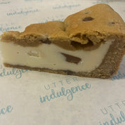 Slice of cookie pie close up
