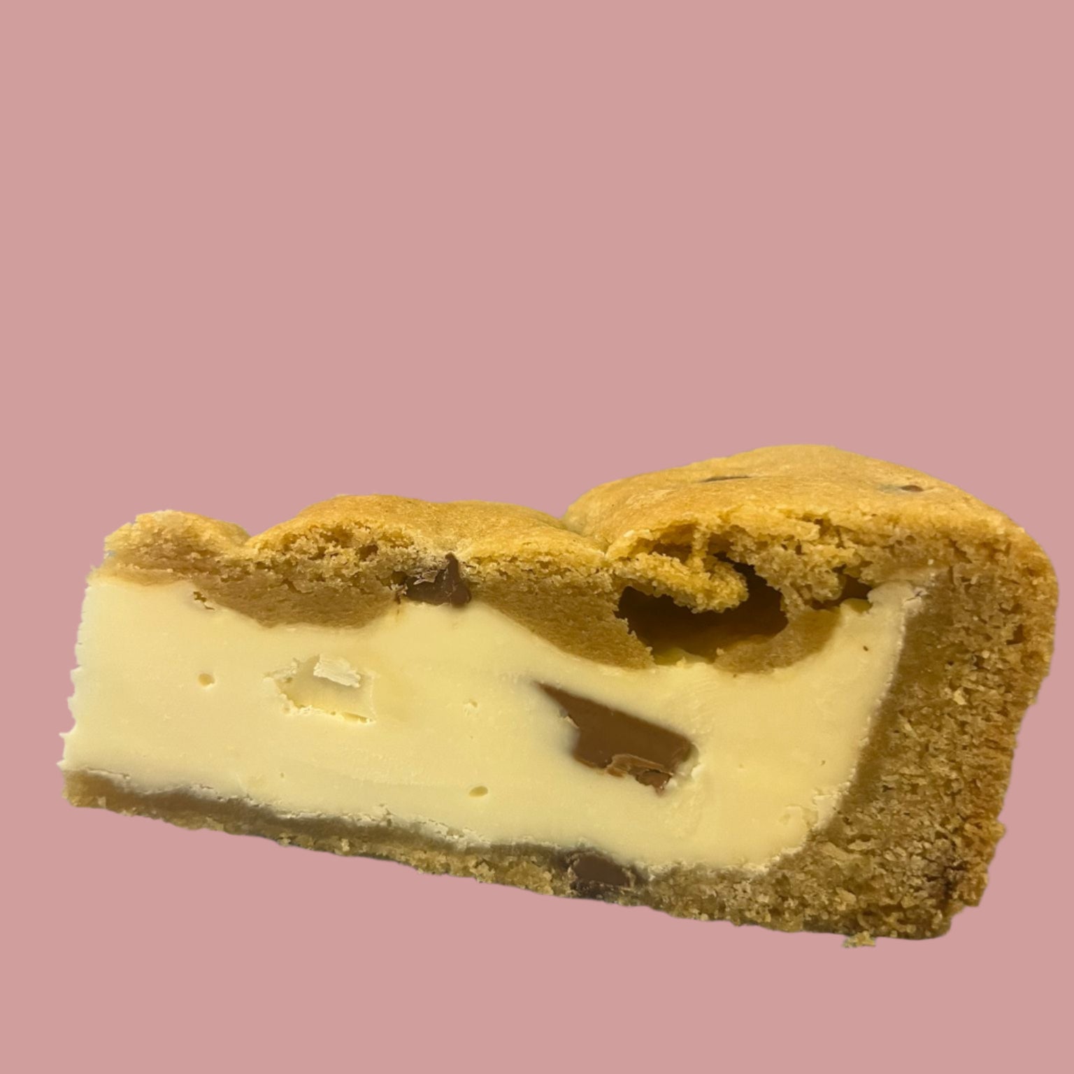 Slice of cookie pie side view