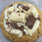 Milkybar and galaxy cookie close up view