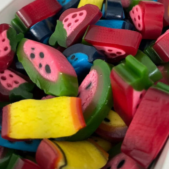 Mixed peelable sweets close up