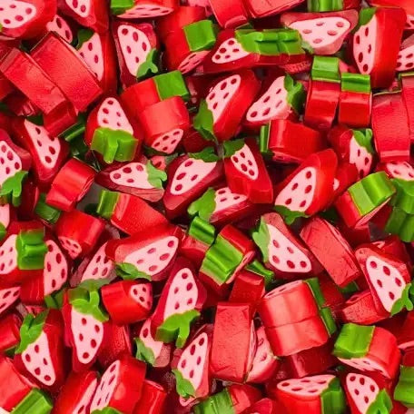 Strawberry peelable sweets close up
