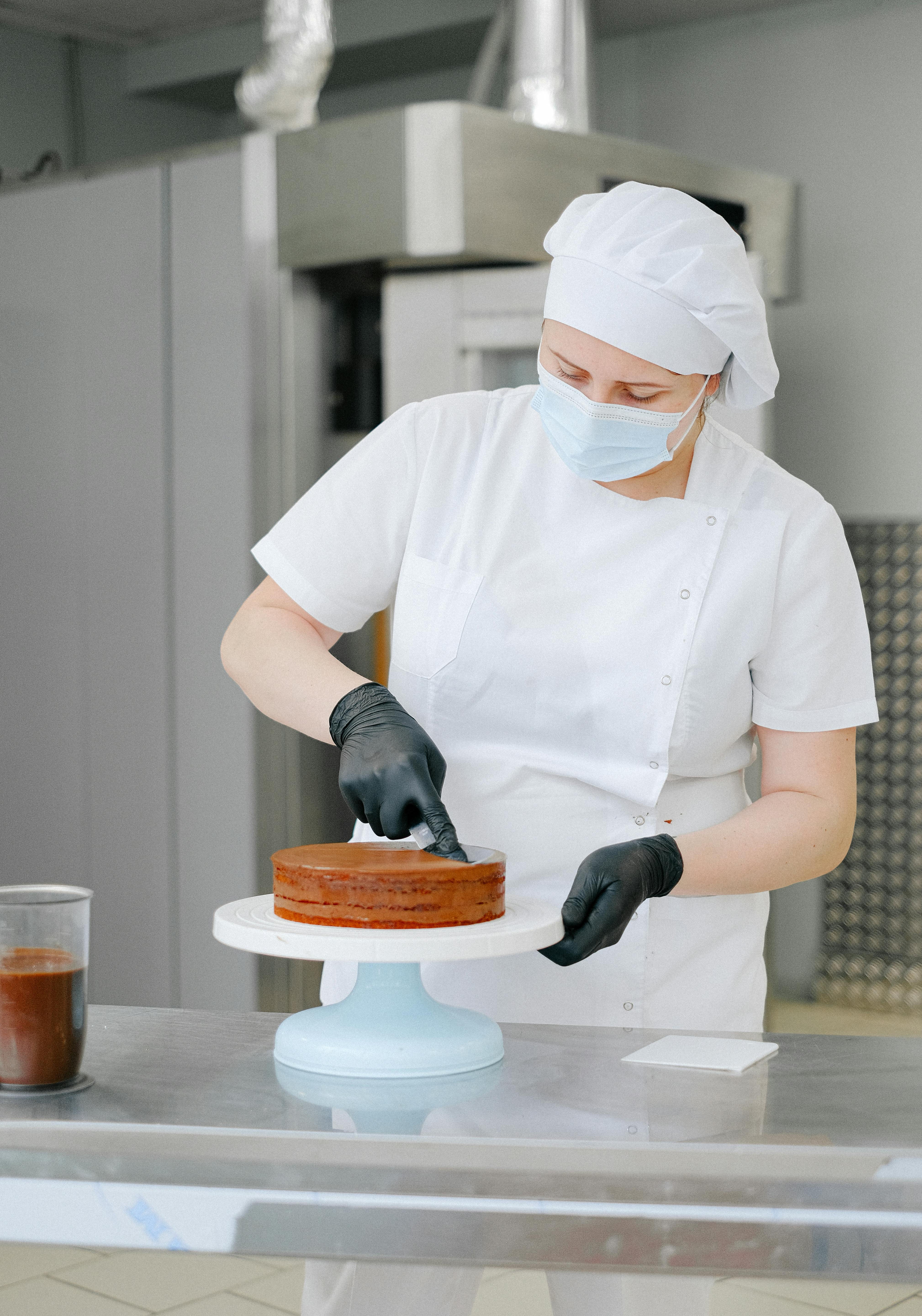 Baker making a cake